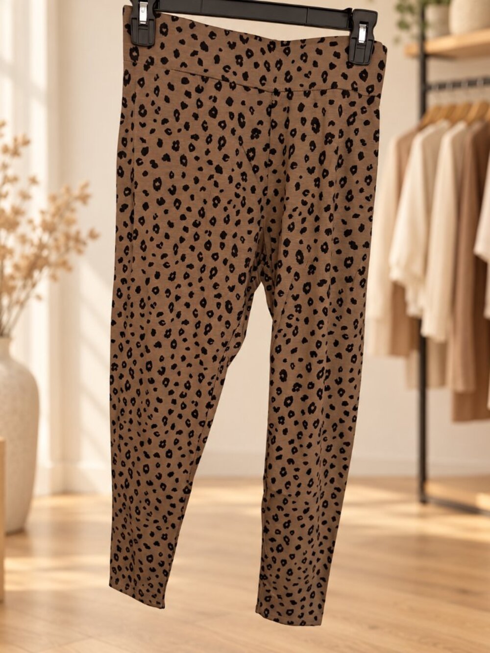 Brown Leopard Print Leggings - Size Large